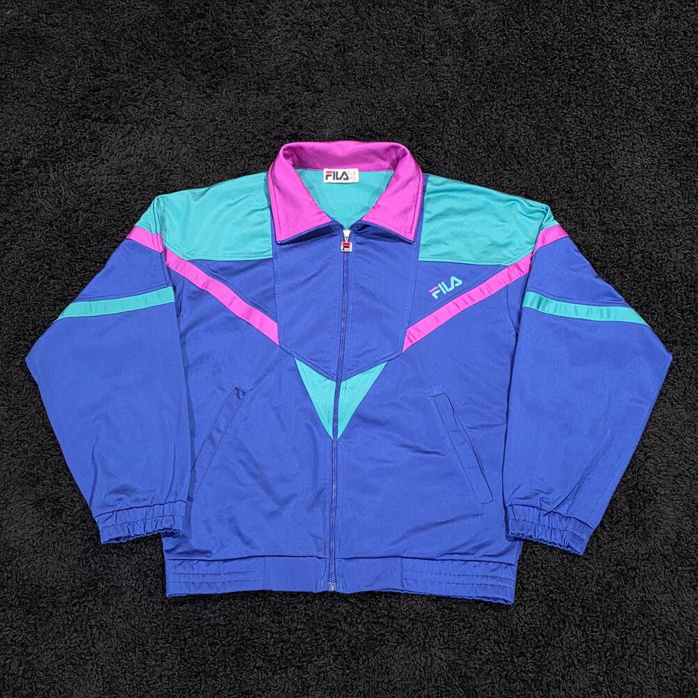 80s Fila Vintage Euro Imported Colorblock Retro Grunge Track Jacket Size Medium